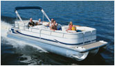 Pontoon boat on water